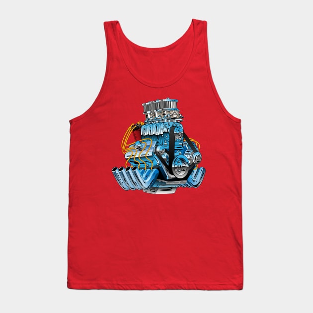 Hot Rod Race Car Dragster Engine Cartoon Illustration Tank Top by hobrath